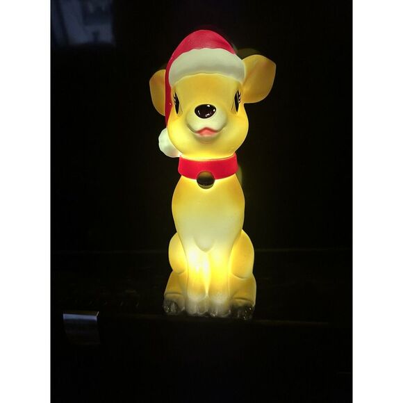 11" Christmas Tabletop Blow Mold‎ Reindeer Deer Lights Up - Picture 1 of 7